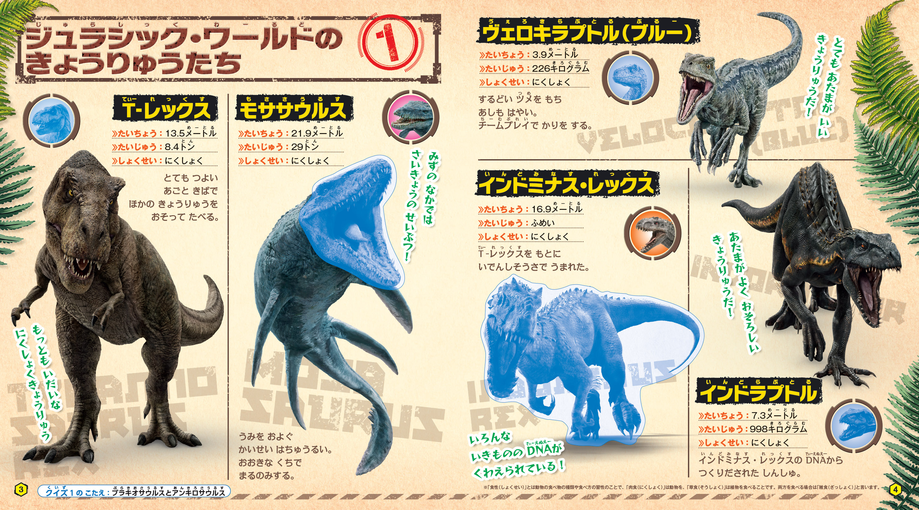 「たくさんの種類の恐竜が登場」紙面