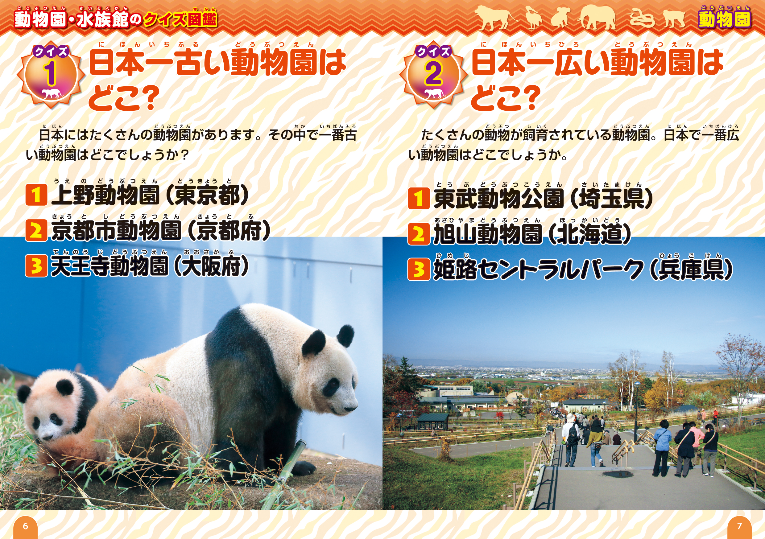 「日本一古い動物園はどこ」「日本一広い動物園はどこ」紙面