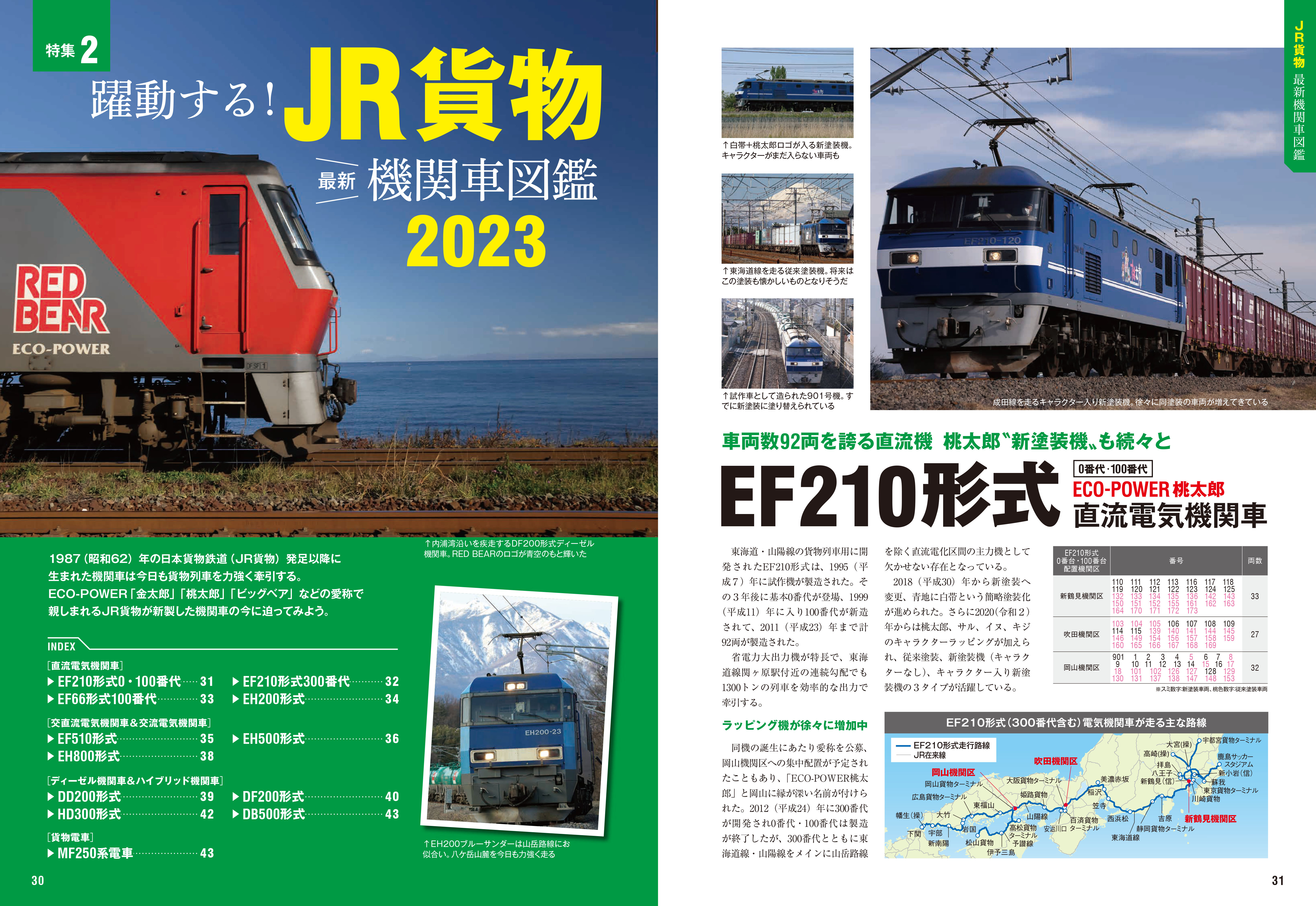 「全国で活躍するJR貨物の機関車を形式ごとに解説」紙面
