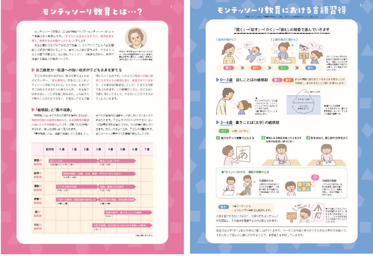 「モンテッソーリ教育」についてもしっかり解説。　紙面