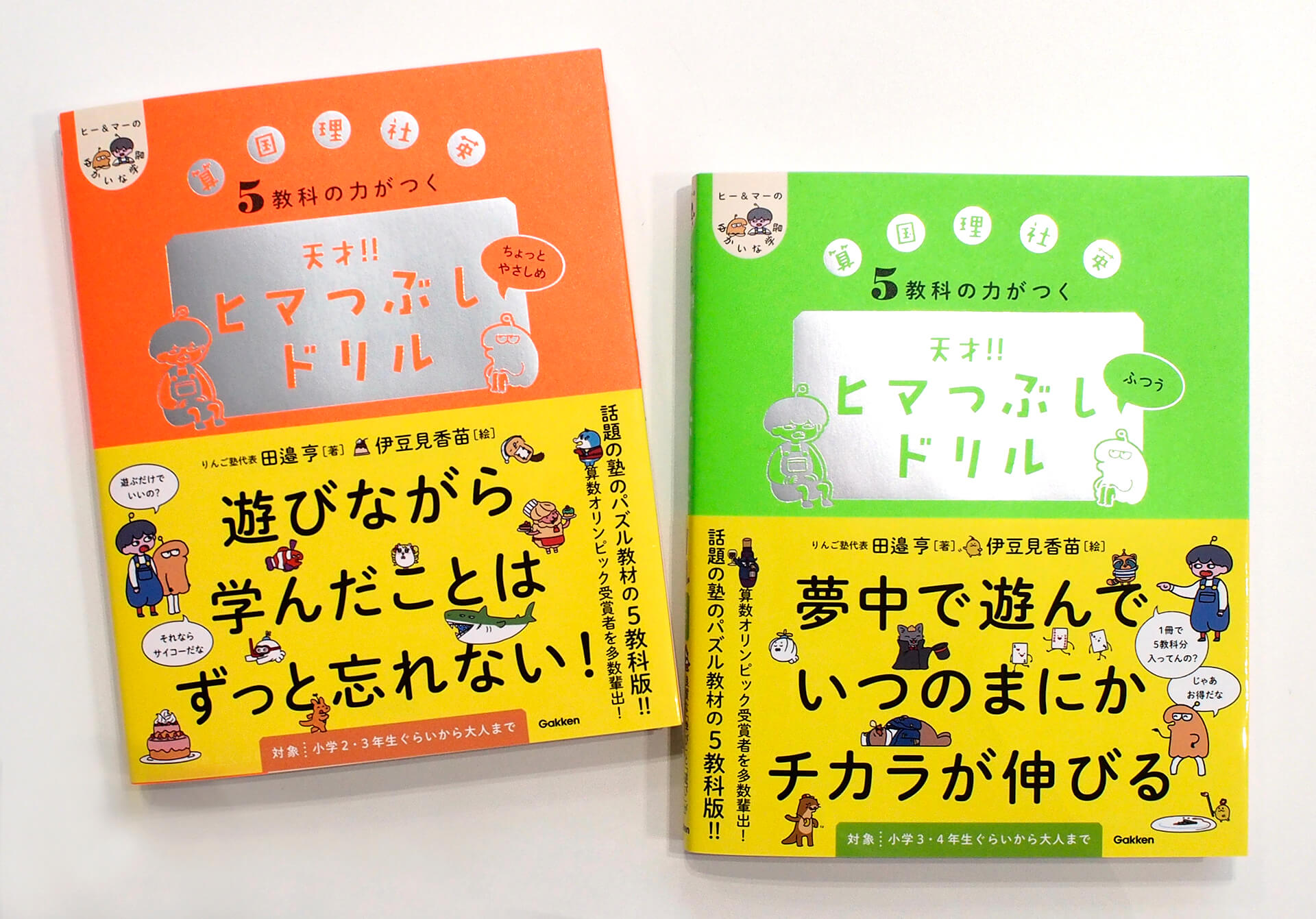 『5教科の力がつく 天才！！ヒマつぶしドリル』ちょっとやさしめ、ふつう　書影