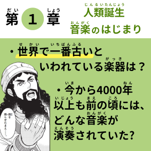 「第1章　人類誕生　音楽のはじまり」紙面